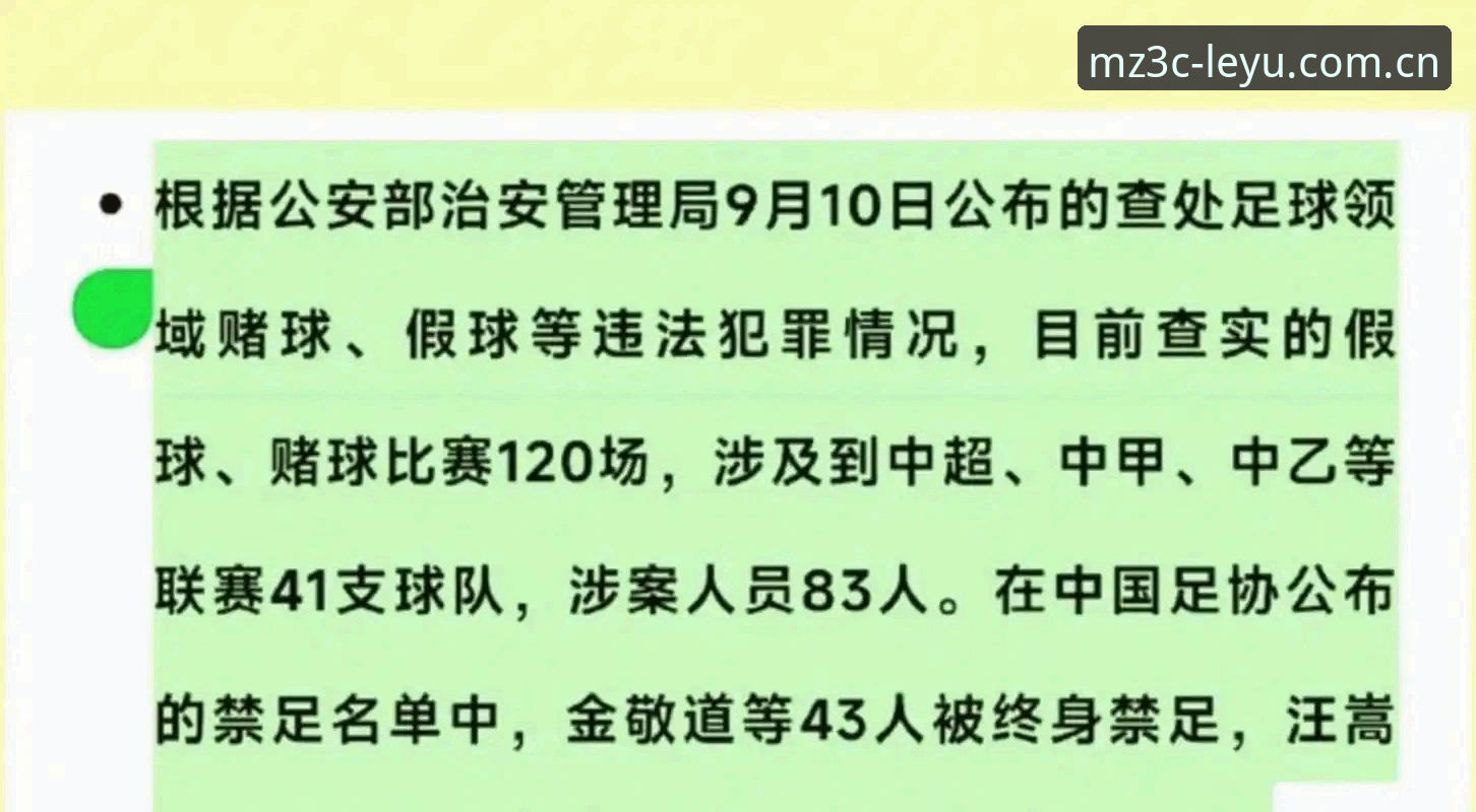乐鱼赛事数据更新 17人终身禁足!中国足协第三批处罚名单的3大行业警示